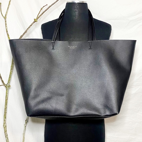 Victoria's Secret Handbags - Victoria Secret Large Black Faux Leather Tote